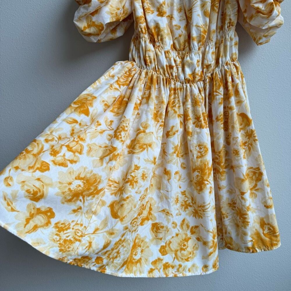 Abercrombie & Fitch Yellow Floral Off The Shoulder Prep Mini Dress Size Medium - Picture 3 of 8